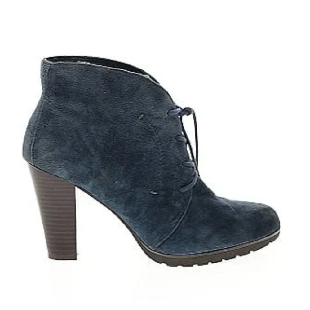 White Mountain Blue Suede lace up heeled bootie